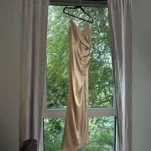 Revelry Rory Satin Gold Champagne Dress - Size 4